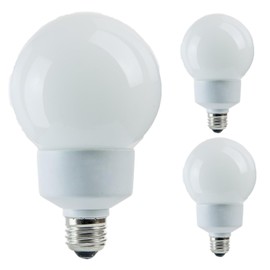 Diodesy- G30 Globe Compact Fluorescent Light Bulb 27W (100W Equivalent) E26 Medium Base 5000K Bright White 900 Lumen CFL Round Glass for Bathroom Vanity Mirror Makeup Bedroom UL Listed Pack of 3