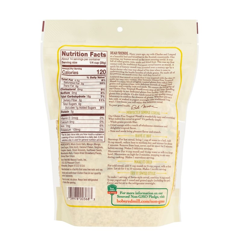 Bob's Red Mill Gluten Free Tropical Muesli, 14-ounce (Pack of