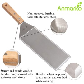 Stainless Steel Metal Griddle 4 x 8 inch Spatula - Spatula Hamburger Turner Scraper - Pancake Flipper - Great for BBQ Grill and Flat Top Griddle - Commercial Grade