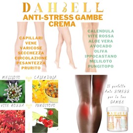 Crema per vene varicose capillari rotti circolazione gambe piedi pesanti gonfie e stanche idratante con vite rossa calendula ippocastano aloe vera rinfrescante gambe dahbell