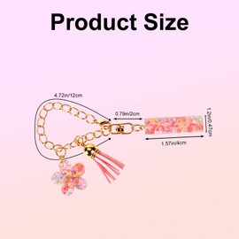 Sequin Initial Bag Charm for Bogg Beach Bag, Resin Keychain Letter Alphabet Charm with Sequin Flower Embellishment and Faux Suede Tassel Accessory Decorations for Women Purse Handbag(Letter I)