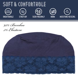 Warm Bamboo Chemo Caps for Women Sleeping Lightweight Navy