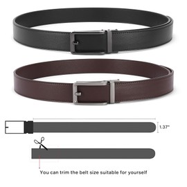 SENDEFN Ratchet Belt for Men 2 Pack, Black Belt Men Leather Belts in Gift Set Box for Dress Casual Size Adjustable Trim to Fit