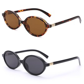 Retro Oval Sunglasses for Women 90s Vintage Trendy Sunnies UV400 Protection Shades