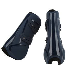 Horse Tendon Boots PU Shell Tendon Fetlock Brace for Riding Shock Absorbing Jumping Competition ProtectionNavy Blue Front Legs XL