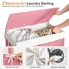 WOWLIVE Double Laundry Hamper with Lid, Handwoven Rolling Laundry Basket
