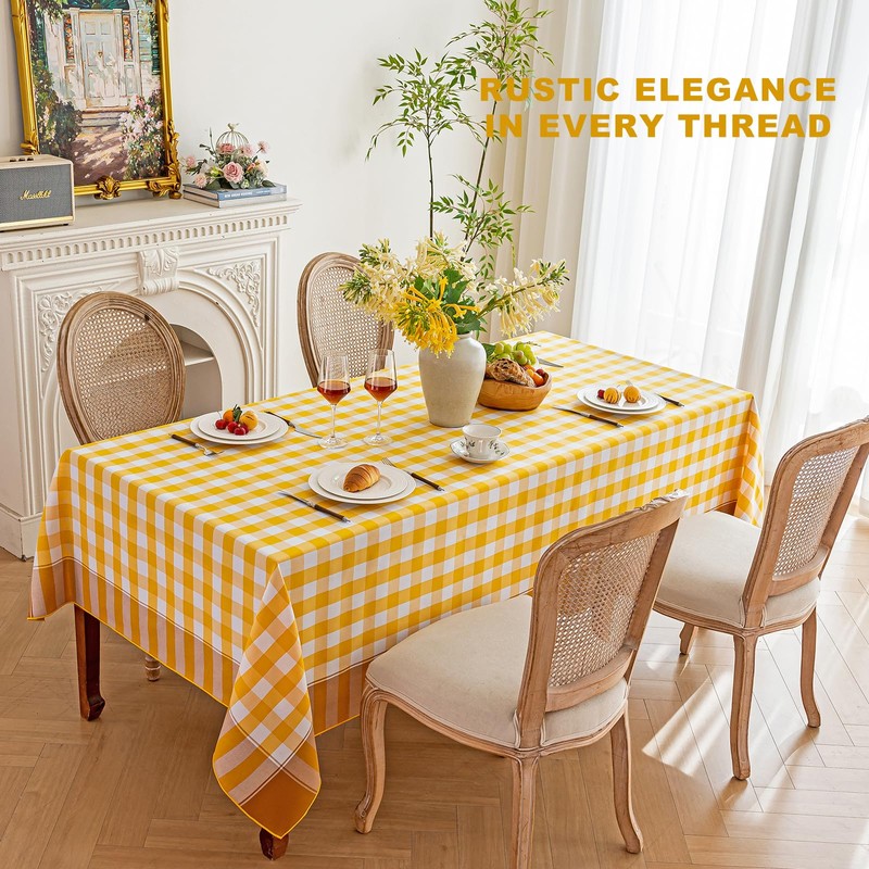 Midsummer Breeze Sunny Country Yellow Gingham Tablecloth Rectangle 60”x75”