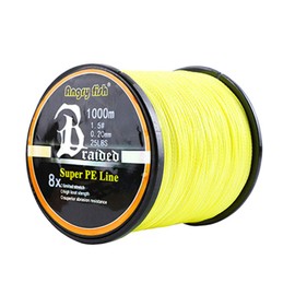 LSHEL Braided Fishing Line 8-fold 1000 m PE Super Strong Braided Lines, Yellow, 2.0# 0.23 mm/13.6 kg/30 lb