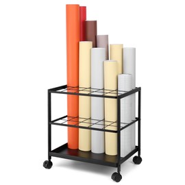 Erordna Blueprint Storage Rack Cart - 20 Slots Metal Blueprint Holder with Double-Layer Grids Ensures Secure, Non-Slip Storage, Organizing Posters, Architectural Plans, and Artwork Stably. (20 Slots)
