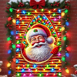 Nuxovilar - Cubiertas de ventana de Navidad, decoración de Navidad, pancarta de puerta de Papá Noel, múltiples diseños, Navidad, día festivo, invierno, Año Nuevo, decoración de fiesta, para interiores