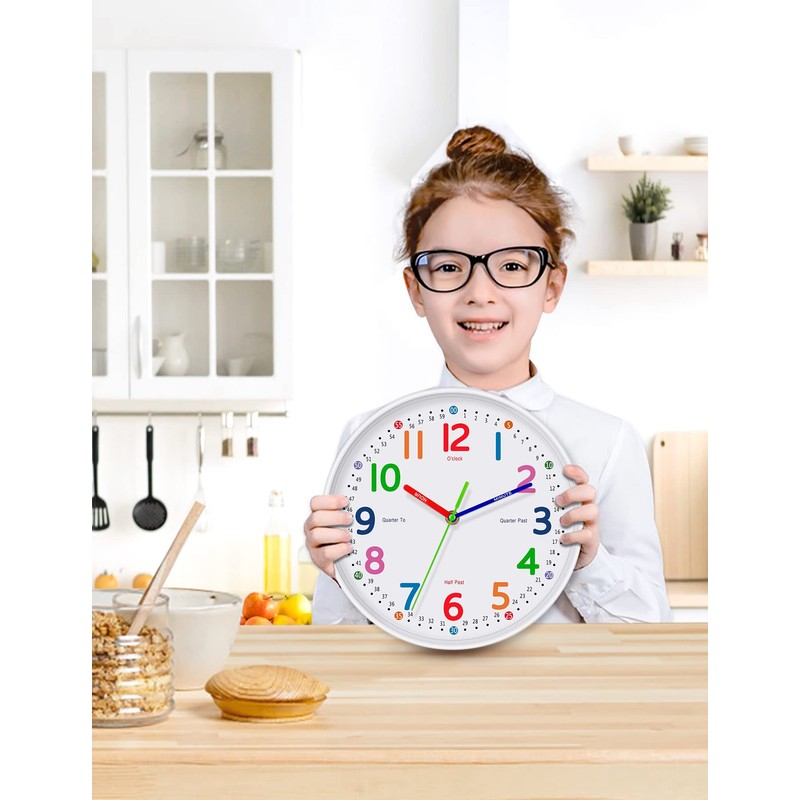 Lantoo Silent Kids Wall Clock – Non-Ticking, Battery-Powered, Ideal for
