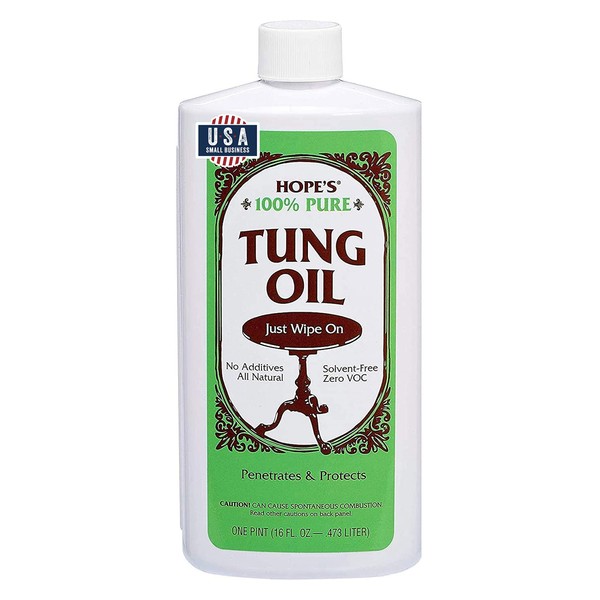 HOPE'S 100% Pure Tung Oil, Food Safe, Premium Waterproof Natural