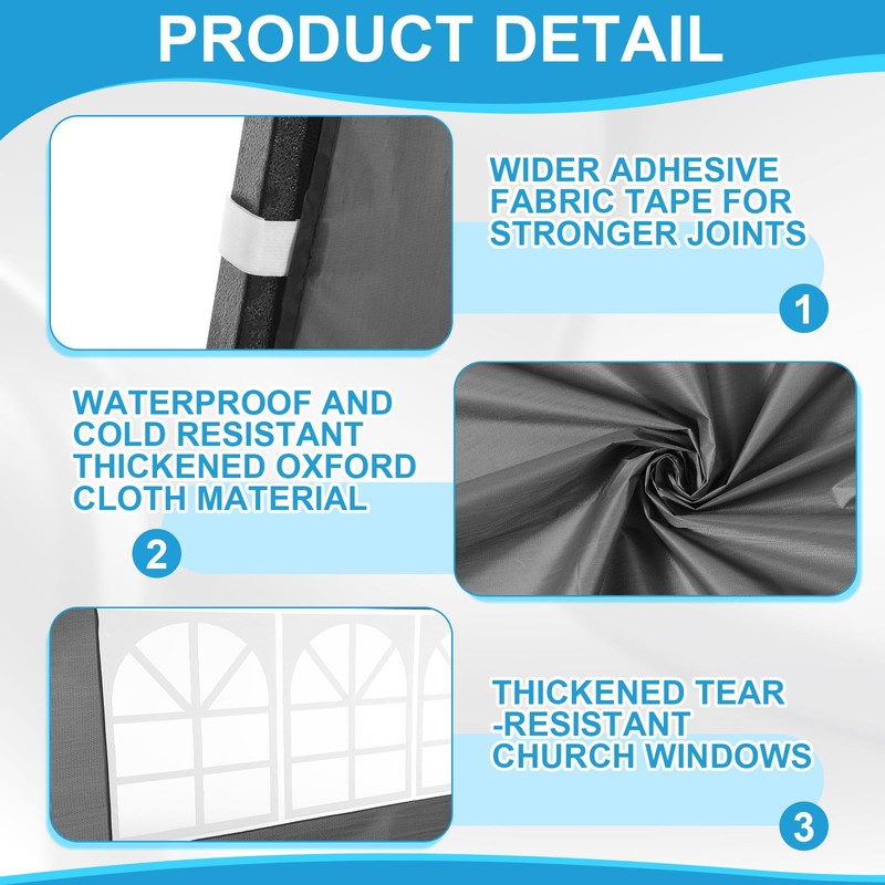 4 Pcs Pop up Canopy Sidewalls for 10x10 Frame, Grey
