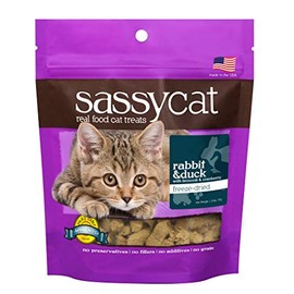 Herbsmith Sassy Cat Treats - Freeze Dried Rabbit & Duck Treats - All Natural Treats for Cats - Limited Ingredient Cat Treat - 1.25 oz
