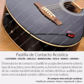 Mercader Digital Pastilla Para Guitarra, Violín, Banjo Micrófono De Contacto