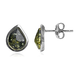 Ian and Valeri Co. Green Amber Sterling Silver Stud Earrings