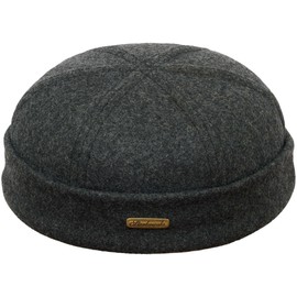 Sterkowski Docker Beanie Cap | 100% Wool | 54-65 cm Navy Watch Work Sailor Brimless Skullcap Fisherman Nautical Handyman Bushcraft Trawler Warm Mens Winter Harbour Cap UK 8 Dark Grey