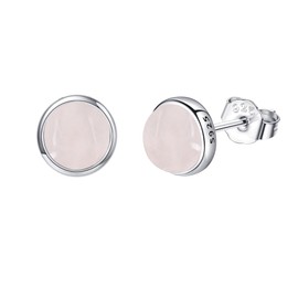 Natural Gemstone Stud Earrings for Women Sterling Silver Larimar Lapis Lazuli Turquoise Moss Agate Opal Earrings Genuine Gemstone Jewelry Gift for Women, Sterling Silver