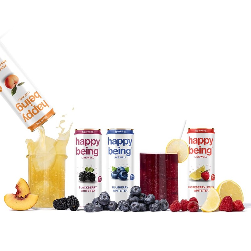 Happy Being Sparkling Nutrient-Rich Sampler Pack White Tea – Infused