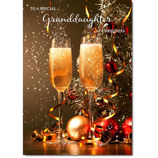 doodlecards Granddaughter Christmas Card Champagne Medium Size Christmas Card for
