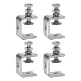 HARFINGTON 4Pcs Stainless Steel C Clamps Mini 1" Wide Jaw Opening Small Metal U Clamp for Woodworking Welding Building Household Mounting