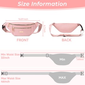 Fanny Pack Fashionable Waist Bag Casual Travel Bum Bag with 3 Zipper Pockets for Women Men Sports Running Hiking Jogging (Pink)