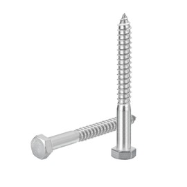 DTGN 1/2" x 5" Hex Lag Bolts - 2 Pack - for Woodworking, Furniture - 304 Stainless Steel Partial Thread Hexagon Head Lag Screws for Wood - Silver