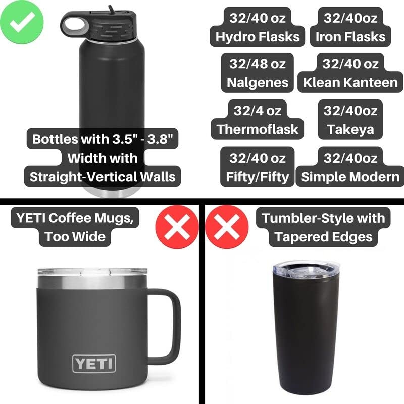 BottlePro (2-Pack) - Adjustable Cup Holder Adapter, Compatible with 32/40