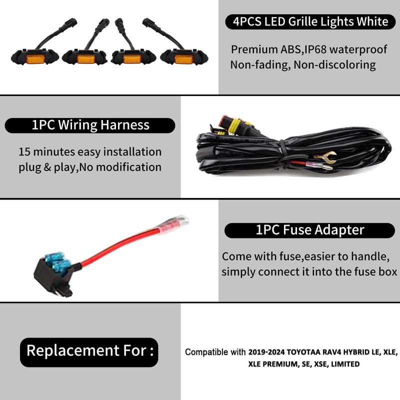 LED Grille Lights Compatible with Toyota RAV4 2019 2020 2021