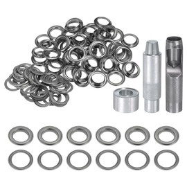 HARFINGTON 100pcs Grommet Tool Kit 20mm Copper Grommet Eyelet Set with Hole Hollow Punch, Grommet Setter Tools for Clothing Leather Fabric Belt, Black