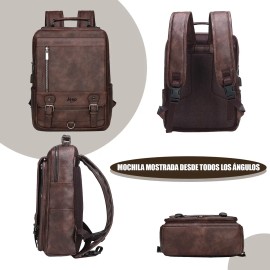 Mochila de Cuero Elegante para Hombre: Impermeable, para Laptop y Viajes