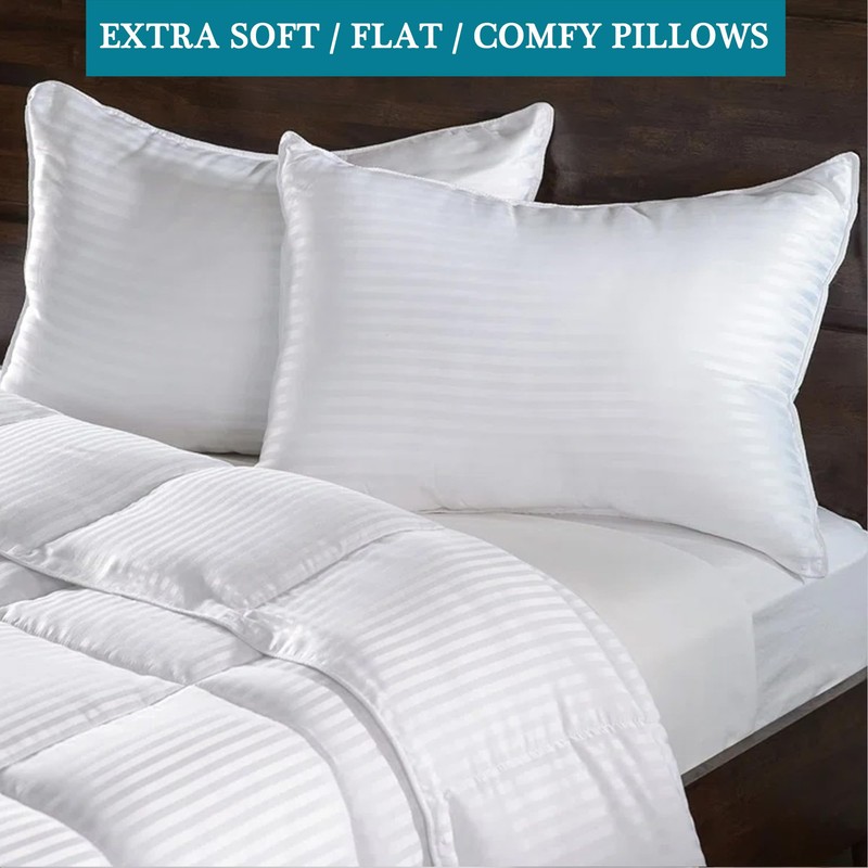 Thin Flat Soft Low Pillows Standard Size Set of 2,