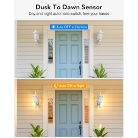 VIANIS Dusk to Dawn Outdoor Garage Lighting Fixtures White, Delicate Exterior Lighting Fixtures with Bubble Glass, White Porch Lights Outdoor for Doorway, Garden, Garage, Vintage Style, Waterproof