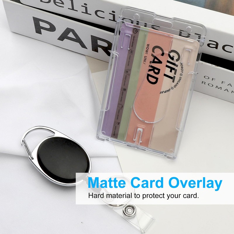 Pack of 2 ID Card Holder with Clip, Hard Plastic