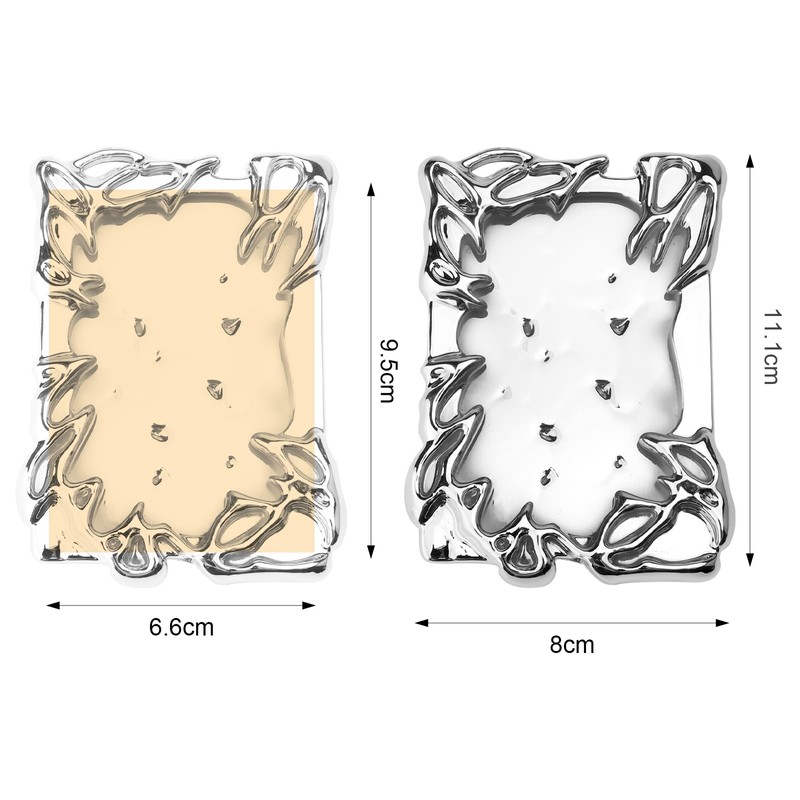 Electroplating Plastics, Sliver Irregular Frame Photocard Holder Keychain, Creative Idol