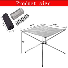 Portable Fire Pit for Camping, Outdoor Folding Firepit Fireplace with Heat Resistant Gloves & Carrying Bag,16.5in Foldable Stainless Steel Mesh Fire Pit Fireplace BBQ Fire Bowl for Outdoor Patio