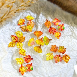 100Pcs Maple Leaf Nail Charms Multi Shape Colorful Fall Nail Art Charms Resin Thanksgiving Nail Art Rhinestones Flat Back Mixed Color Autumn Nail Rhinestone Diamonds for Women Girls Crafts Jewel Decor