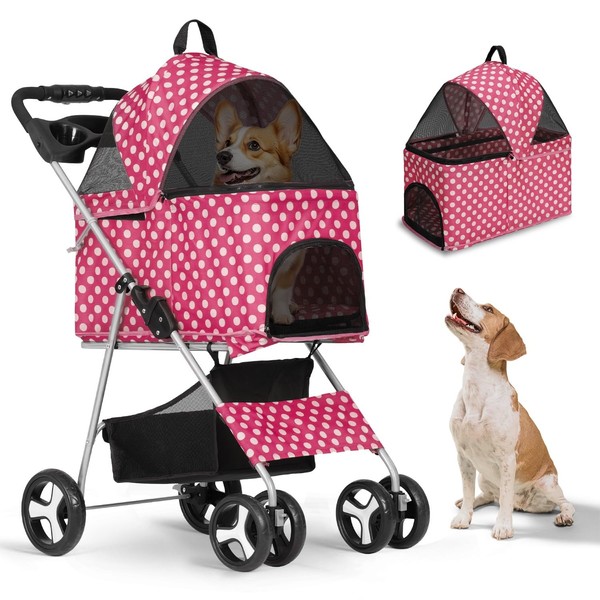 CAAP DRIVEN 3-in-1 Foldable Pet Stroller with Detachable Carrier, Storage