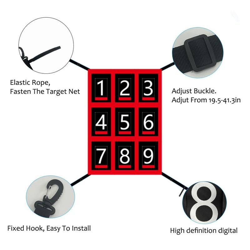 Waterproof Adjustable Baseball Strike Zone Target Net,Numbered Pitching Target,27.56x19.29in Numbered