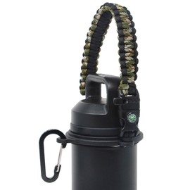 One MissionX Paracord Handle Compatible with Yeti Rambler 36oz 26oz 18oz 12oz 46oz Water Bottles, Durable Carrier Strap - Holder(Forest Camo/Comp+Starter)