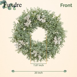 Fuxdre Purple Lavender Wreaths for Front Door, 20 Inch Artificial Lavender Wreath for All Season Fall and Winter, Front Door Fall Wreath Decor for Outdoor Home Party Wedding Wall Window Porch