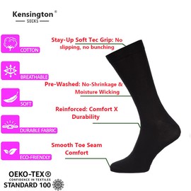 Kensington® Mens Cotton Socks 3 Pairs Size 6-11 UK Multipack Black Colourful Argyle Diamond Design Socks Breathable Eco-Friendly Thin Sock for Work