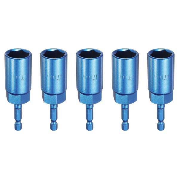 sourcing map 5pcs Nut Driver 17mm Hex Drive Socket CR-V