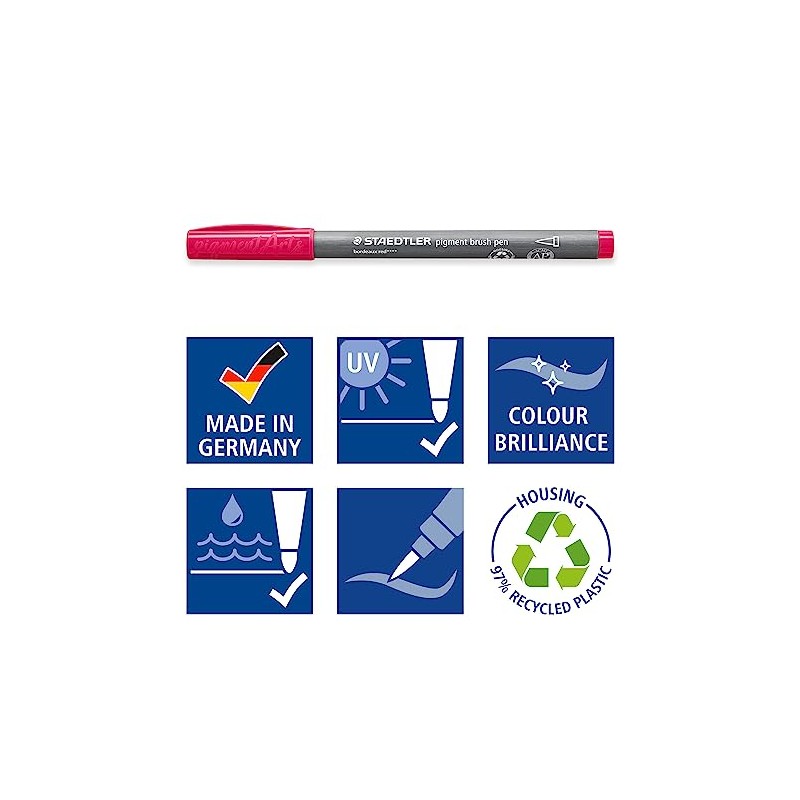 STAEDTLER Pigment Arts - Bolígrafo de pincel (36 unidades, 371