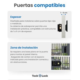 Tock Lock - Cerradura Electronica Inteligente Sobreponer Puerta Principal  Chapa Digital Elctrica  Celular, Huella, Cdigo, Tarjeta, Llaves Fsicas...  