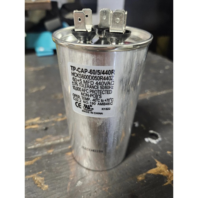 TRADEPRO 60/5 mfd 440 Volt Round Dual Run Capacitor 60/5/440