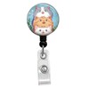 Lovely cat Retractable ID Card Badge Holder with Alligator Clip,