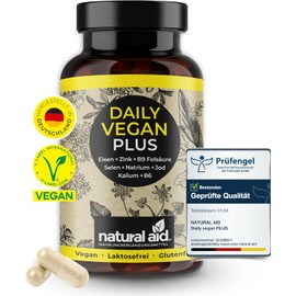 Daily Vegan Plus – High-Dose Multivitamin with Iron, Zinc, B9, & More – 120 Capsules (4-Month Supply) – Made in Germany