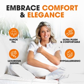 Cheer Collection Set of 2 Organic Kapok Pillows, Natural Kapok Fiber Filled Throw Pillows for Couch, Bed & Décor, with Breathable Microfiber Shell, 18 x 18 inches