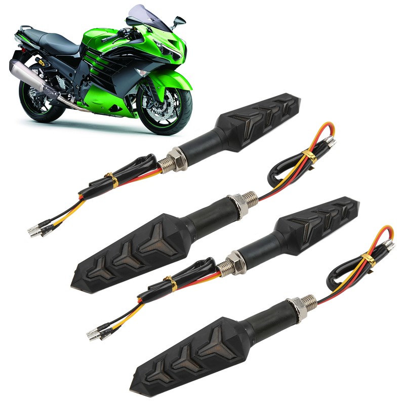 4Pcs Motorcycle LED Turn Signals Daytime Running Lights Blinker Front